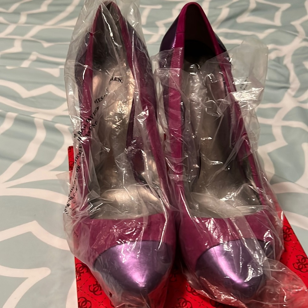 Purple mesh 4-5inch heels